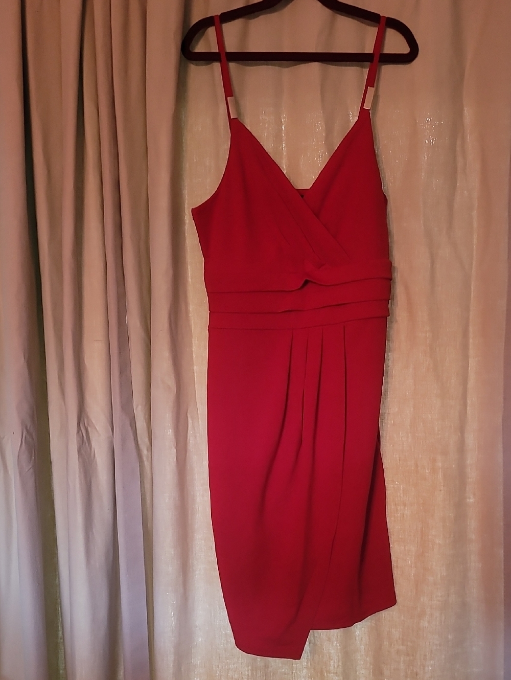 VENUS Red V-Neck Midi Sheath Dress